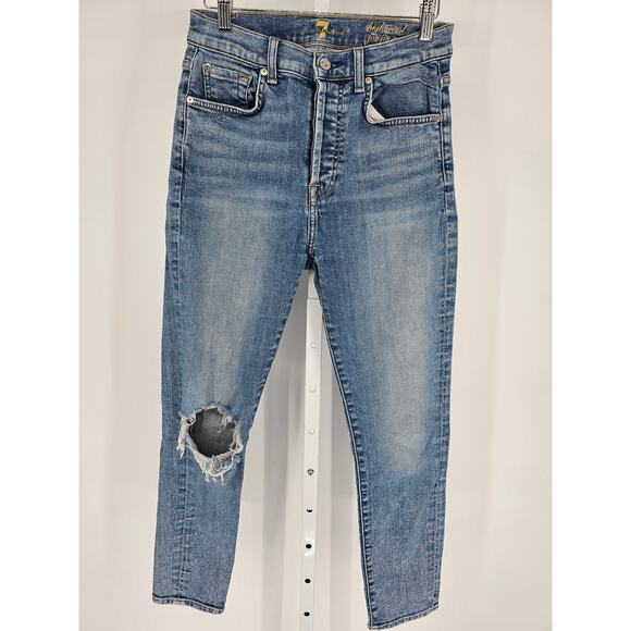 7 For All mankind Womens Sz 27 High Waist Josefina Slim Leg Blue Jeans - Picture 1 of 4